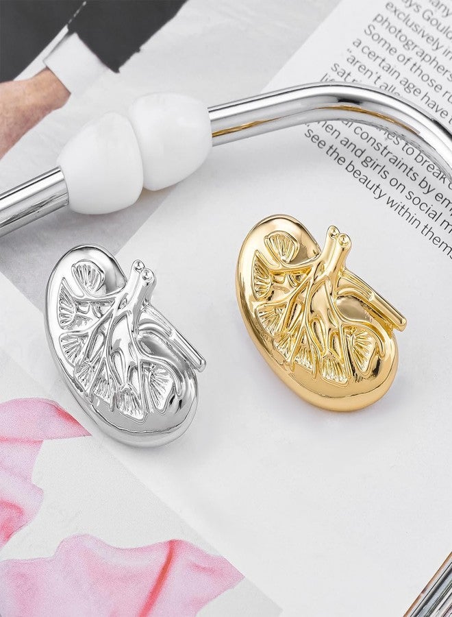 Dr's gift هدية للأطباء: بروش مطلي بالمينا على شكل كلية، مصنوع من الذهب عيار 14 قيراطًا، شارة طية صدر السترة، مجوهرات خاصة بعلم الغدد الصماء والمسالك البولية، مناسبة للأطباء والممرضين وطلاب الطب. - Image 2